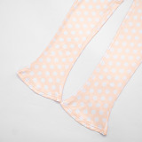 Sexy Polka Dot Print Halter Neck Backless Tank Top and Tight-Fitting Pants Two-Piece Set RS-25ST573