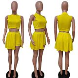 Sexy Sleeveless Studded Button-Decorated Shorts Dress Two-Piece Set RS-9140