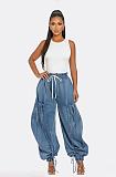 Casual Ruffled Tie-Waist Elastic Waist Harem Jeans RS-40911