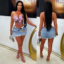 Sexy Appliqué Distressed Mini Skirt RS-2769