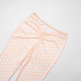 Sexy Polka Dot Print Halter Neck Backless Tank Top and Tight-Fitting Pants Two-Piece Set RS-25ST573