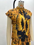 Casual Short-Sleeve Collared Printed Shirt and Shorts Two-Piece Set QZ-6586