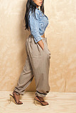 Casual Solid Color Loose Fit Trendy Jogger Pants XINH-80614
