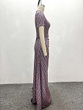 Fashionable Short-Sleeved Pleated Party Evening Dress QZ-6357