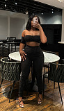 Sexy Backless Strapless Slim Fit Solid Color Two-Piece Set RS-2501