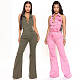 Fashionable High-Elastic Sexy Backless Collared Workwear Denim Jumpsuit JLX-5091