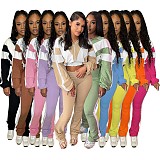 Fashion Women Color Patchwork Sporty 2 Pieces Suits CH-25015