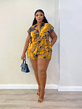 Casual Short-Sleeve Collared Printed Shirt and Shorts Two-Piece Set QZ-6586