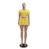 Casual Washed Crop Top and Lantern Skirt Set TR-1327