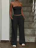Strapless Top Vest Casual Wide Leg Long Trouser Set RS-K25399170