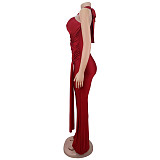 Fashionable Solid Color Elegant Halter Neck Wide Leg Jumpsuit