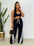 Summer Casual Patchwork Loose Straight Wide-Leg High-Waisted Sports Pants RS-T119