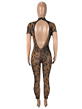 Sexy Fashion Patterned Sheer Netting Back Zipper Jumpsuit SHD-9707