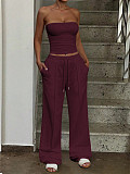 Strapless Top Vest Casual Wide Leg Long Trouser Set RS-K25399170