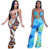 Sexy Printed Slim Fit Halter Neck Jumpsuit RS-6359