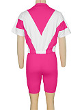 2026 Casual Color-Blocked Sporty Short Zipper Top + Shorts Two-Piece Set RS-391401