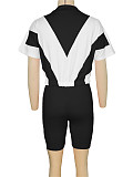 2026 Casual Color-Blocked Sporty Short Zipper Top + Shorts Two-Piece Set RS-391401