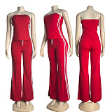 Women Off Shoulder Top Vest Loose Pants Set Casual Look CY-1107