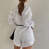 Casual Long-Sleeved Shirt and Shorts Suit RC-3251