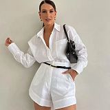 Casual Long-Sleeved Shirt and Shorts Suit RC-3251