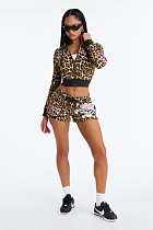 2026 Casual Leopard Print Zipper Hooded Long-Sleeve Sweatshirt and Shorts Set QYU-727 2026 Casual Leopard Print Zipper Hooded Long-Sleeve Sweatshirt and Shorts Set QYU-727
