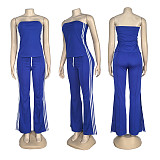 Women Off Shoulder Top Vest Loose Pants Set Casual Look CY-1107