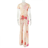 Fashionable and Unique Short-Sleeved Slim-Fit Street Style Asymmetrical Long Two-Piece Set JY-919157