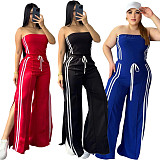 Women Off Shoulder Top Vest Loose Pants Set Casual Look CY-1107