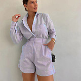 Casual Long-Sleeved Shirt and Shorts Suit RC-3251