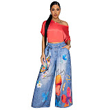 Fashionable Casual Printed Wide-Leg Trousers YF-10833