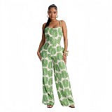 Casual Four-Way Stretch Printed Suspender Jumpsuit YD-4200