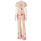 Fashionable and Unique Short-Sleeved Slim-Fit Street Style Asymmetrical Long Two-Piece Set JY-919157