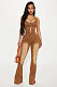 Sexy Hot Girl Halter-Neck Bound Washed Denim Jumpsuit RS-T2313