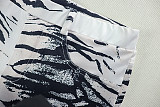 Fashionable Zebra Print Backless Tie-Waist Top and Wide-Leg Pants Set JY-919092