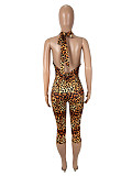 Leopard Print Tight Backless One-piece Pants Jumpsuit SHD-9539
