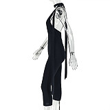 Sexy Solid Color V-Neck Tie-Up Slim Fit Jumpsuit JY-006275