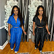 Fashionable Woven Color-Blocked Striped Top and Wide-Leg Pants Two-Piece Set RS-391526
