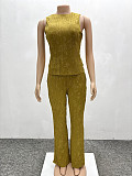 New Fashionable Sleeveless Vest Top and Wide-Leg Pants Two-Piece Set QZ-3987