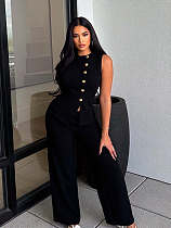 Fashionable Sleeveless Casual Trousers Two-Piece Set XMSM-5800