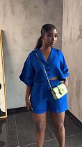 New Casual Solid Color Short-Sleeve and Shorts Set QZ-3708