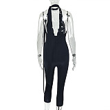 Sexy Solid Color V-Neck Tie-Up Slim Fit Jumpsuit JY-006275