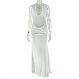 Sexy V-neck Sleeveless Pleated Bodycon Dress JY-303386