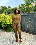 New Fashionable Sleeveless Vest Top and Wide-Leg Pants Two-Piece Set QZ-3987