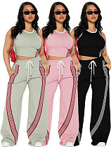 Fashion Casual Vest With Striped Sports Style Trousers Two-Piece Suit For Women RS-F6026