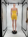 Fashion Solid Color Camisole Sleeveless Long Cape Shorts Three-Piece Set RS-61004