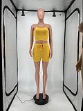 Fashion Solid Color Camisole Sleeveless Long Cape Shorts Three-Piece Set RS-61004