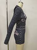Fashionable Pink Letter Print Slim Fit Retro Sweet Polka Dot Hooded Set RS-2772