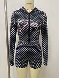 Fashionable Pink Letter Print Slim Fit Retro Sweet Polka Dot Hooded Set RS-2772
