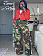 Trendy Hot Girl Wide-Leg Camouflage Jeans With Side Fur RS-60301
