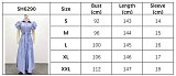 Fashion Striped Short-Sleeve Loose-Fitting Slit Midi Dress QZ-6290